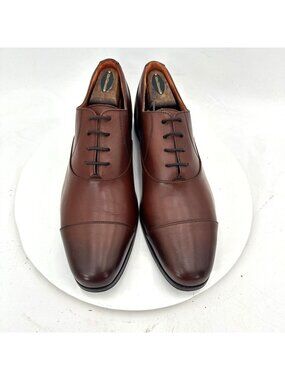 Wolf & Shepherd Men Size 10B Brown Leather Lace Up Cap Toe Oxford Dress Shoes